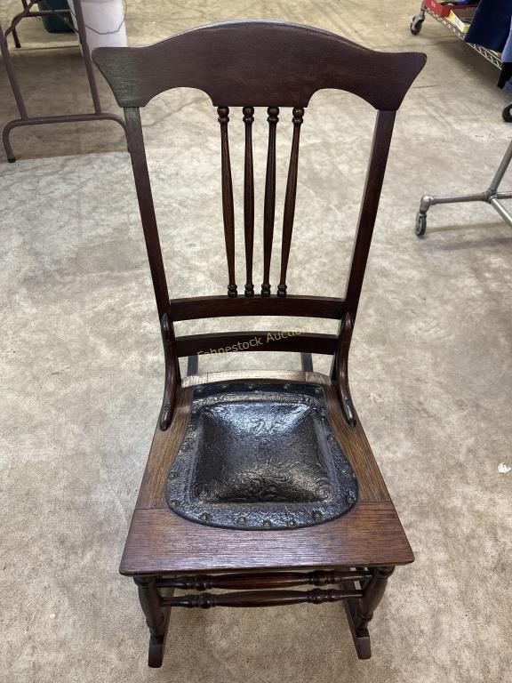 Antique Oak  Rocking Chair w/leather seat