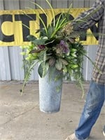 Vintage Look Galvanized Wall Planter with Faux