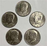(5) Kennedy Half Dollar Coins
