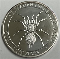 One Ounce .999 Silver Australian Funnel Web Spider
