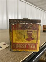 Lipton Tea Tin missing paint 5" x 5" x 5"