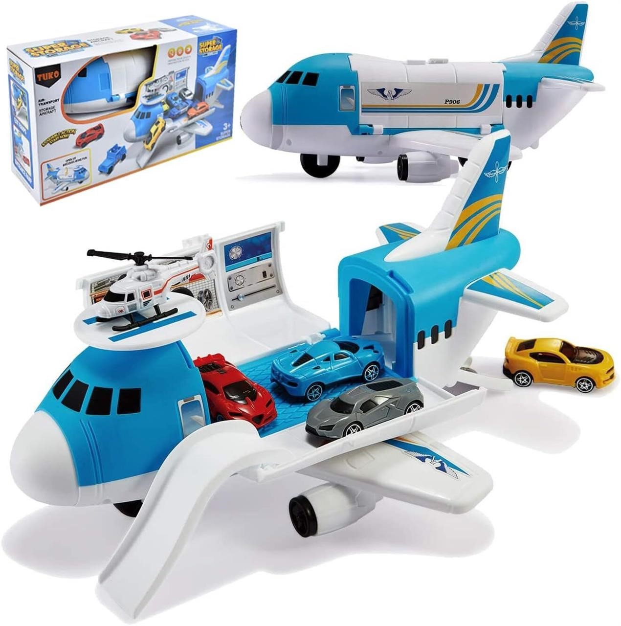 Blue Cargo Airplane Car Toy Play Set  3+ Years