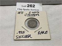 1871 Silver 5 Cents Canada .925 Silver Rare
