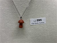 Mushroom Gemstone Healing Pendant and 18" Chain