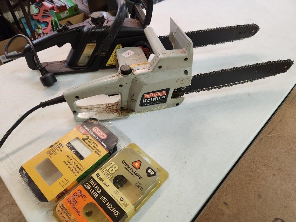 2 Electric Chainsaws w/ Chains