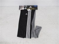 2-Pk Adidas Girl's LG Legging, Black and Grey