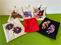 Alfredos Wife Textile Art Tiles + 2 Kokopelli Bags