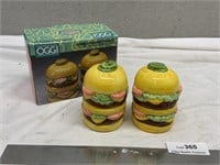 Vintage Cheeseburger Salt and Pepper Shakers w/