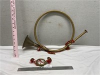 Vintage Brass Horns w/ Red Cords