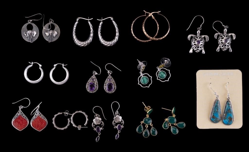 Sterling Silver & Semi-Precious Stone Earrings