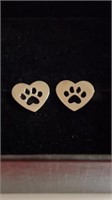 New silvery paw heart earrings