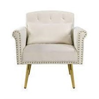 Velvet Chair  Gold Legs  2 Pockets