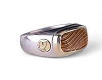 David Yurman 18K Gold Sterling Tiger Eye Ring