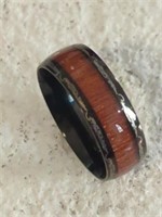 Mens ring size 10. Tungsten steel with a wood