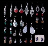 Sterling Silver & Semi Precious Earrings (15 Prs)