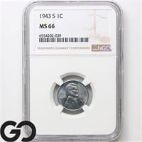 1943-S Lincoln Steel Cent, NGC MS66 Guide: 65