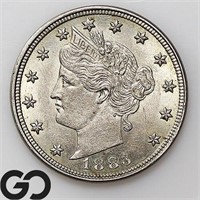 1883 Liberty V Nickel, NO CENTS, BU+ Bid: 70