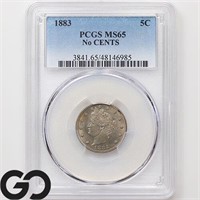 1883 Liberty Nickel, NO CENTS PCGS MS65 Guide: 375