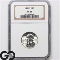 1951-S Washington Quarter, NGC MS66 Guide: 70