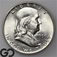1950-D Franklin Half Dollar, Near Gem BU Bid: 32