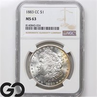 1883-CC Morgan Silver Dollar, NGC MS63 Guide: 435