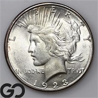 1923-S Peace Dollar, Near Gem BU Bid: 250