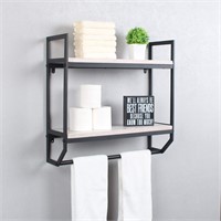 2-Tier Metal 23.6 Wall Shelf with Towel Bar