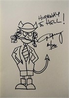 ACDC Angus Young hand drawn and signed sketch