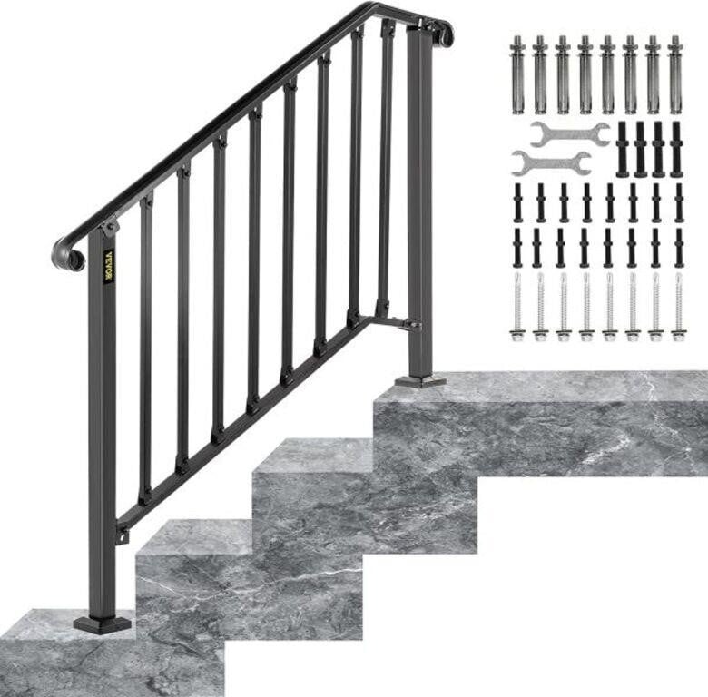 Happybuy Handrails for Outdoor Steps, Fit 3 or 4