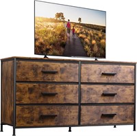WLIVE Wide 6-Drawer Dresser  60 TV Stand  Brown
