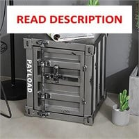 Metallic Retro Nightstand Storage Cabinet - Grey