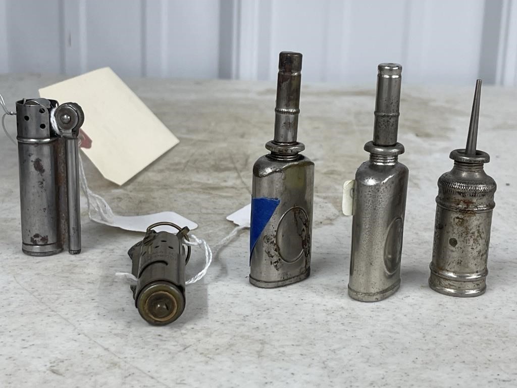 4 Lighters & Oil Can Miniature