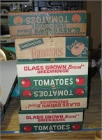 Group of 5 early tomato advertising display basket