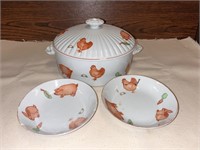 Vintage Country Gourmet Casserole & Plates