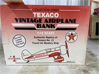 Texaco Die Cast Airplane Bank in box