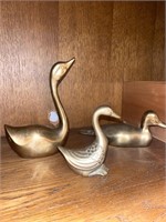 Vintage Solid Brass Duck Figurines - 3