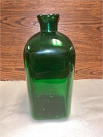 Large Handblown Green Glass Bottle