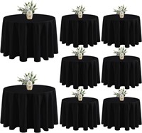 8 Pack Black Round Tablecloths  132 Inch