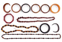 Vintage Estate Amber & Other Necklaces, Bracelets
