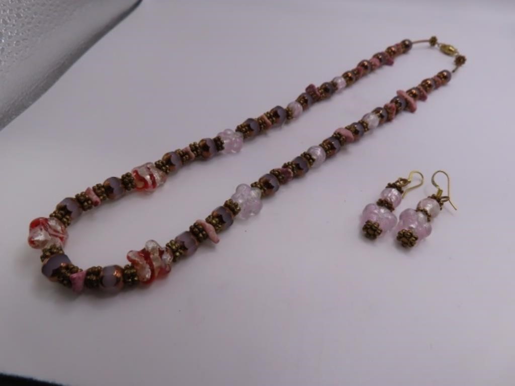 handmade Bead Stranded 3pc 20" Necklace & Earrings