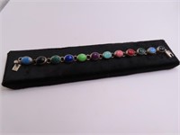 Sterling MultiStone Colored 7.5" Bracelet 28g