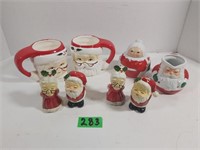 4 Sets of Santa & Mrs Claus figurines