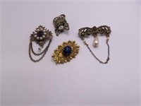 (4) vintage look 2" Pins Stone/Dangle