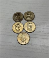 5 Presidential Dollar Coins Pope Tyler Taylor