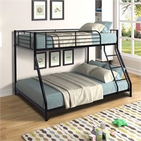 Twin Over Full Bunk Bed  Black Steel Frame