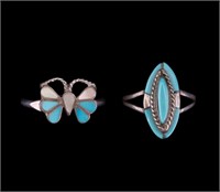 Native American Sterling Turquoise Rings (2)