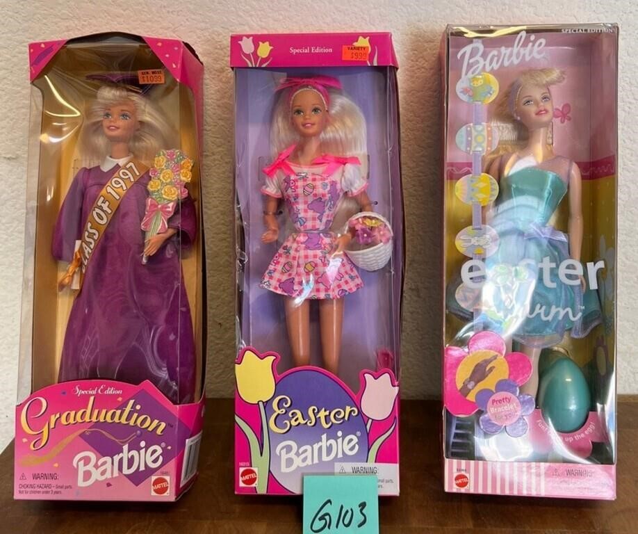 F - LOT OF 3 COLLECTIBLE BARBIE DOLLS (G103)