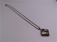 Pawn Sterling AT signed 3/4" Pendant & 15" Necklac