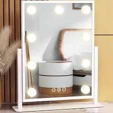 9 Bulb Lighed Hollywood Makeup Mirror, White A2