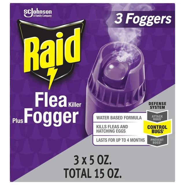 Raid Flea Killer Plus Fogger, 5 oz, 3 Cans Az14